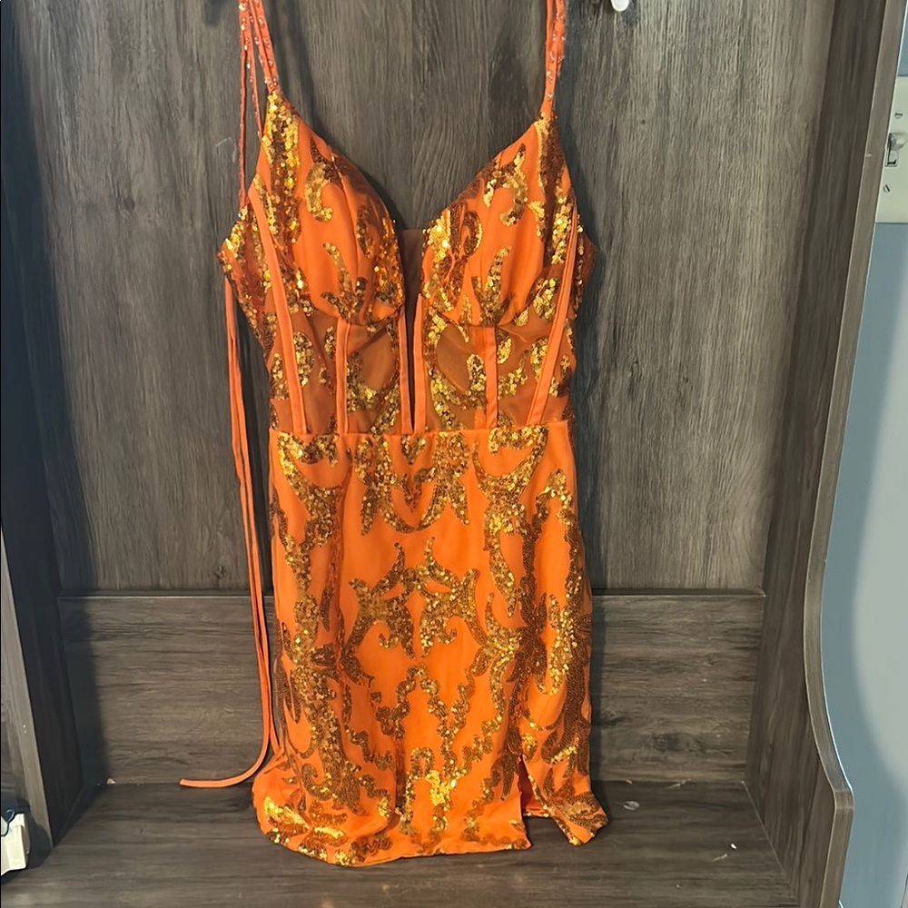 Orange Embellished Dress